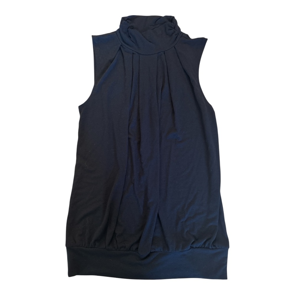 Zenana Premium Women's Navy Mock Neck Tank With Front Pleats Size Medium